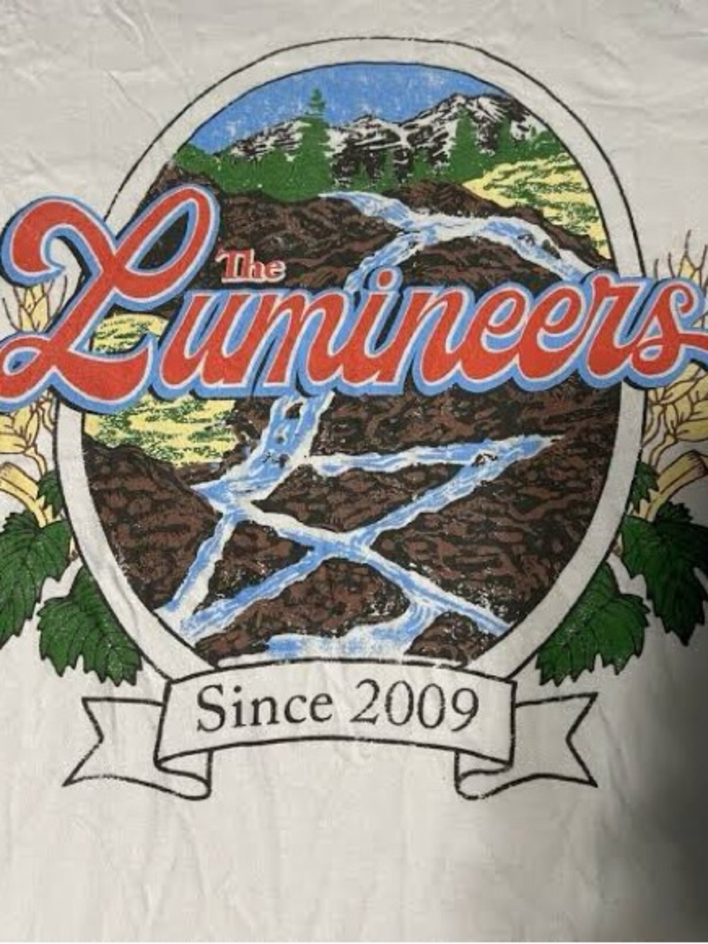 The Lumineers Graphic Tee - White with Red & Blue Logo